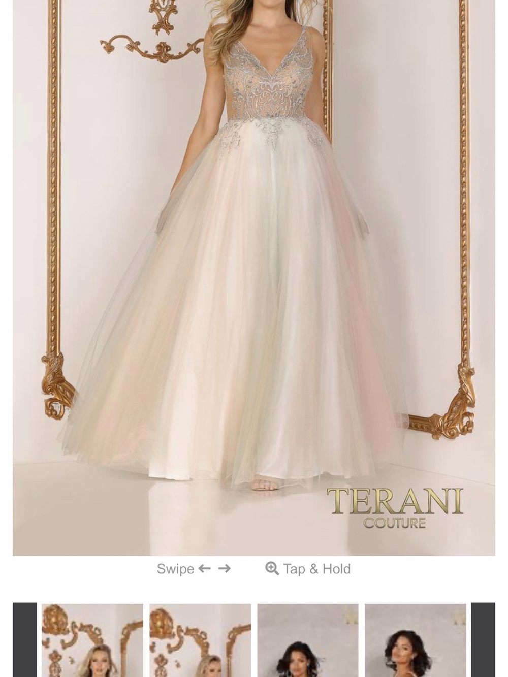 Terani Couture Pastel Ombre Tulle Prom Gown with Beaded Bodice - Picture 7 of 8